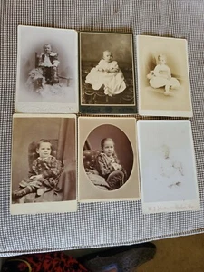 ANTIQUE Victorian 6 Cabinet Card Photos Cute Poses Babies & Children Furniture - Picture 1 of 12