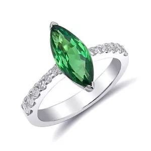 Tsavorite Garnet Ring 2.29 carats Engagement Ring Green Tsavorite with Diamonds - Picture 1 of 9