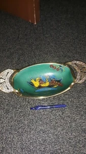 Beautiful Enamel Painted handled dish Made in Israel  - Picture 1 of 3