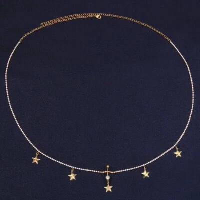 Rhinestone Dangle Belly Button Ring With Waist Chain Drop Pendant Navel Piercing - Image 1 of 4