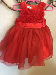 EUC MUD PIE Girls Red Tulle Dress, 12-18mo Rosette, Full Skirt Christmas/Holiday - Picture 1 of 4