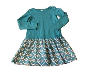 Gymboree Drop Waist Dress Long Sleeve Knee Length Girls 7 Teal - Picture 1 of 4