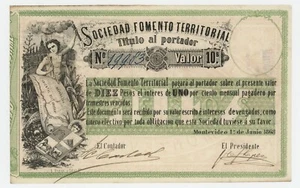 Uruguay 10 Pesos 1-6-1868 Pick S481 vz+ zirkulierte Banknote Ref 983 - Bild 1 von 2