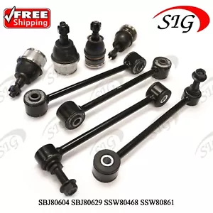 For 2006 - 2010 Jeep Commander Front Upper & Lower Ball Joint Sway Bar 8PC Kit - Foto 1 di 13
