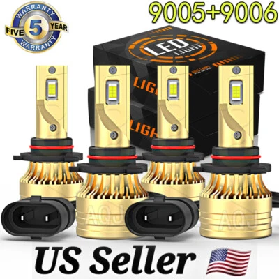 For Saturn SW1 SW2 SL SL1 SL2 6000K LED Headlight High Low Beam Bulbs Combo 4PCS Foto 1 de 4