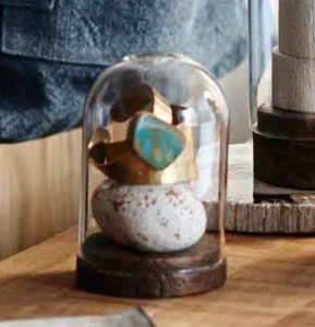 4 X 5.5 Small Glass Cloche Dome Bell Jar Display Wooden Base, Wedding, Terrarium - Picture 1 of 3