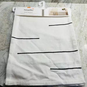 Bed Bath & Beyond Studio 3B Table Runner Stitched Lines 72" × 14" White/Black - Picture 1 of 14