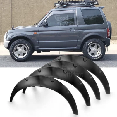 Kit de arcos de rueda de carrocería ancha para Mitsubishi Pajero Mini 4.5" negro guardabarros llamaradas Foto 1 de 4