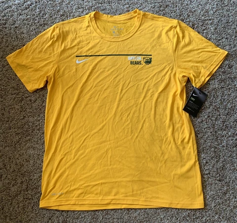 New Nike Dri-Fit Baylor Bears Shirt Large Athletic Yellow Logo Cover