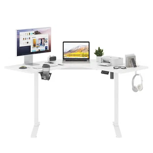 Ufurniture L-Shaped Corner Standing Desk Electric Height Adjustable White - Picture 1 of 9
