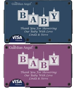 20Pc Custom Laser Engraved RFID Wallets Baby Shower Thank You Guests Gift Favors - Picture 1 of 13