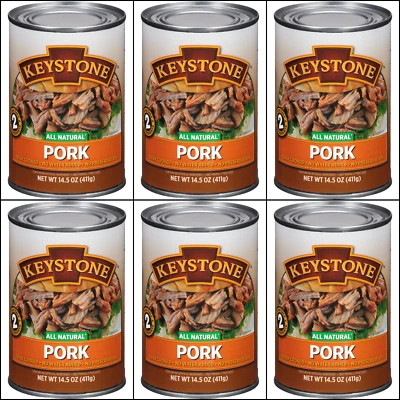 6 Canned Pork, Keystone Meats 🇺🇸USA Made, 14.5 oz Exp 10/2029 Survival Food