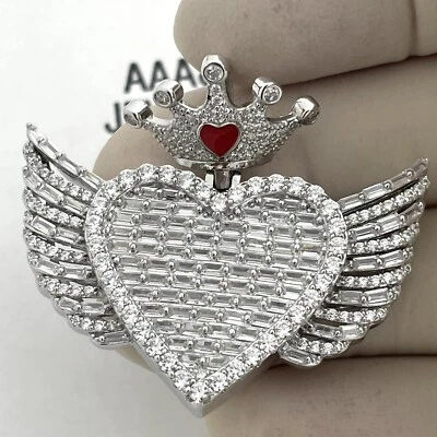 Colgante corona corazón circonita cúbica de plata de ley 925 maciza Foto 1 de 4