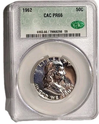 1962 franklin half dollar  CAC  PR66 - Image 1 of 4