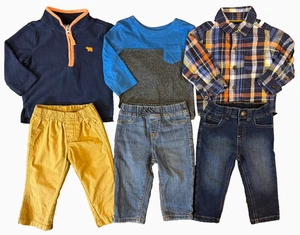 Baby Toddler Boy 12 Months Shirts Pants Jeans Long Sleeves Fall Lot Fleece Zip - Picture 1 of 12