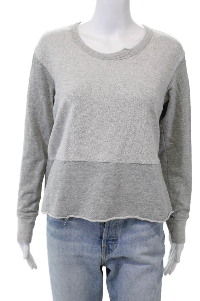 Sudadera pulóver de manga larga con cuello redondo de algodón gris talla XS Wilt para mujer Foto 1 de 4