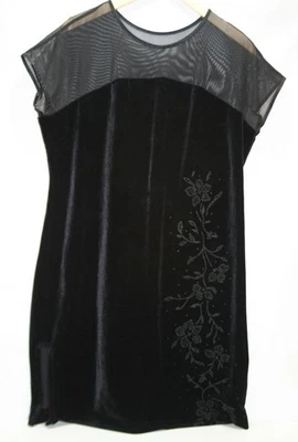 Vestido Top De Colección Negro Terciopelo Con Cuentas Malla Talla Grande 18W Fiesta Cóctel Formal EE. UU. Foto 1 de 4
