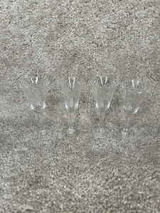 Cordial Liquor Sherry Glasses Vintage Etches Wheat Leaves Stem 4” Set Of 4 - Picture 1 of 7