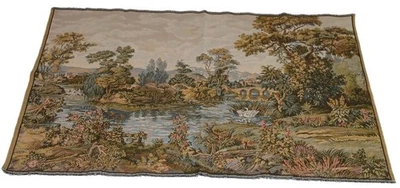 Винтажный итальянский лебедь в озере жаккардовый гобелен настенный 27x47 тканый настенное искусство - Изображение 1 из 4