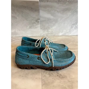 Scarpe mocassino stringate Ferrini donna pelle turchese misura 8,5B scarpe comode - Foto 1 di 7