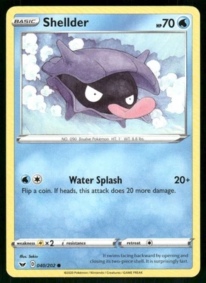 Shellder 040/202 Common Normal SWSH01: Sword & Shield Base Set NM - Image 1 of 2