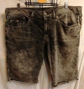 TRUE RELIGION JEAN SHORTS RICKY SHORT DENIM CUT OFF RAW HEM MENS SIZE 40 - Picture 1 of 13