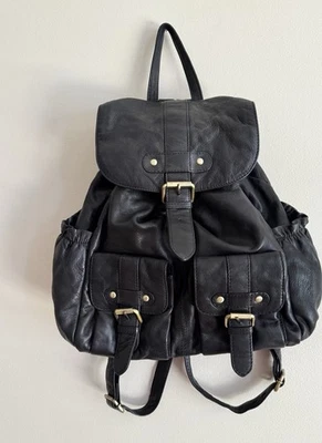 Vintage Sorpresa! Leather Drawstring Women’s Backpack Satchel Bag Black - Image 1 of 4