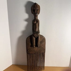 Vintage Westafrikanischer Baule Stamm Holzkamm Akt Frau Weiblich Elfenbeinküste - Bild 1 von 13