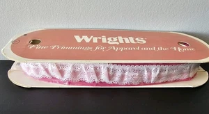 Wrights White Lace with Pink Hearts 1" wide 9+ Yards 100% Polyester New On Roll - Picture 1 of 3