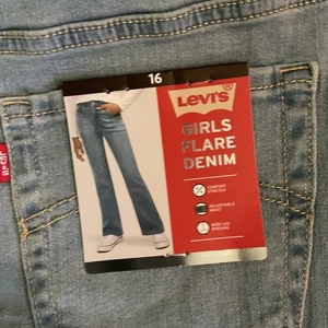 Levis 726 Flare Light Denim Stretch Jeans Mädchen Größe 16 verstellbarer Bund - Bild 1 von 2