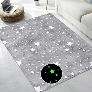 Alfombra de área grande alfombra que brilla en la oscuridad grandes estrellas para decoración de habitaciones infantiles,... - Imagen 1 de 6