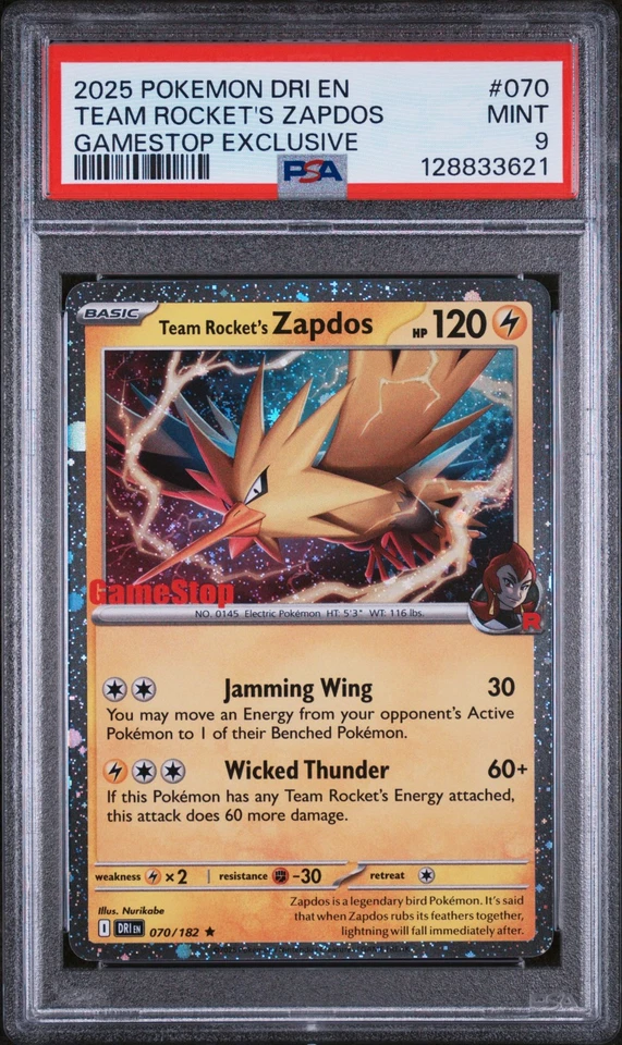 Team Rocket'S Zapdos Gamestop Exclusive Pokemon Dri En-Destined Rival PSA 9 MINT - Image 1 of 2