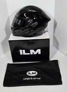 ILM 902L Motorcycle Full Face Helmet w/LED, Small 55-56cm Gloss Black OPEN BOX - Bild 1 von 5