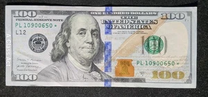 $100 Dollar Rare Bill Star Note Series 2017A. F-2189L☆ San Francisco. MG325 - Picture 1 of 12