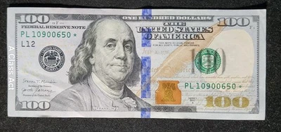 $100 Dollar Rare Bill Star Note Series 2017A. F-2189L☆ San Francisco.  - Image 1 of 4