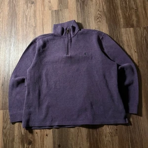 Polo Ralph Lauren Uomo XL Quarto Zip Pullover Maglione Viola Cotone - Foto 1 di 6