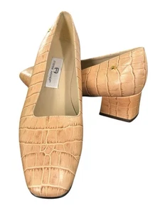 Etienne Aigner Astoria Leather Block Heeled Slip On Pumps Womens Size 9.5M Beige - Picture 1 of 20