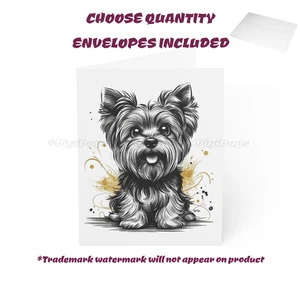 DigiPups Yorkshire Terrier Cachorro Perro Oro Splash Nota Juego Tarjetas Sobres - Imagen 1 de 3