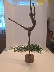 Vtg MCM Brass Ballerina 17" Tall Dancer Statue Made in India - Picture 1 of 7