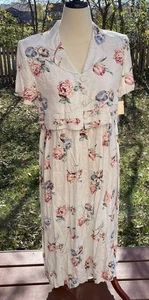 Karin Stevens Floral Midi Dress Size 6 Cottagecore Rayon & Acetate Modest Pleat - Picture 1 of 13