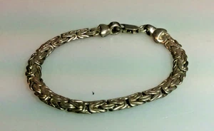 Men’s Sterling Silver 925 Byzantine Chain Bracelet 7” – 18g – Lobster Clasp - Picture 1 of 9