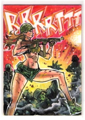 2025 EGS ART STUDIO GALZ N ZOMBIES Dexter Wee 1/1 Sketch Card MARINE BABE - Image 1 of 2