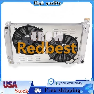 4 Row Radiator+Shroud+Electric Fan For 1988-1999 Chevy GMC C/K C1500 C2500 3500 - Image 1 of 4