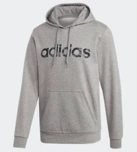 Adidas Men's Medium Gray Camo Linear Logo Graphic Fleece Lined Pullover Hoodie - Picture 1 of 3