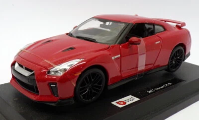 Burago 1/24 Scale Metal Model Car - 18-21082 - 2017 Nissan GT-R - Red - Photo 1/4