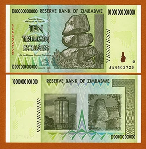 Zimbabue 2008 10 billones (100000000000) prefijo AA pick-88 unc - Imagen 1 de 1