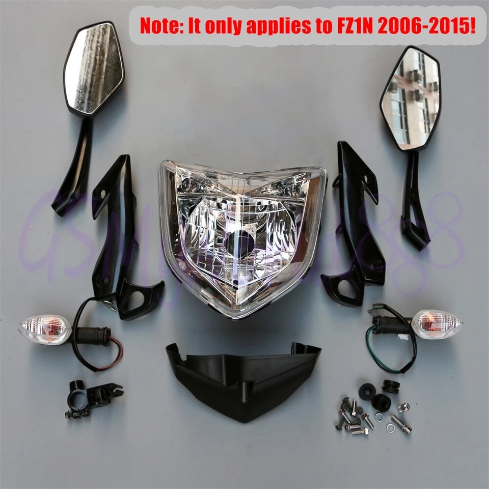 Juego de montaje de faros de espejo retrovisor luz giratoria apto para Yamaha FZ1N 2006-2015 Foto 1 de 4