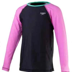 Speedo Girls' Color Block Sun Swim Rash Guard NWT Large - Picture 1 of 2