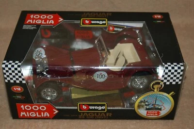 Burago Jaguar SS100 1937 1:18 Diecast Metal Model Car #3206 Vintage 1000 MIGLIA Foto 1 de 4
