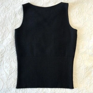 Camiseta sin mangas St. John Sport vintage años 90 punto negro con recorte en la espalda - Imagen 1 de 8